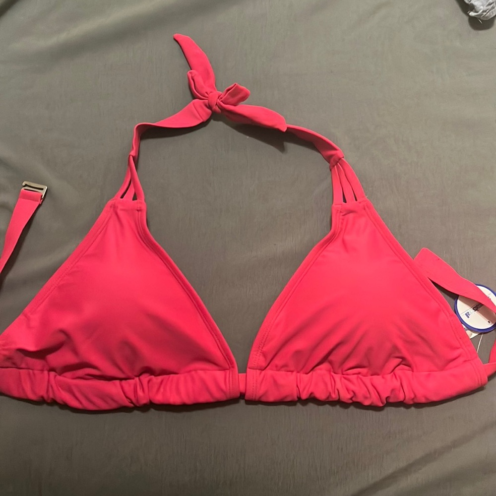 NWT. Bikini top. HOT Pink. Halter style. Size 16.